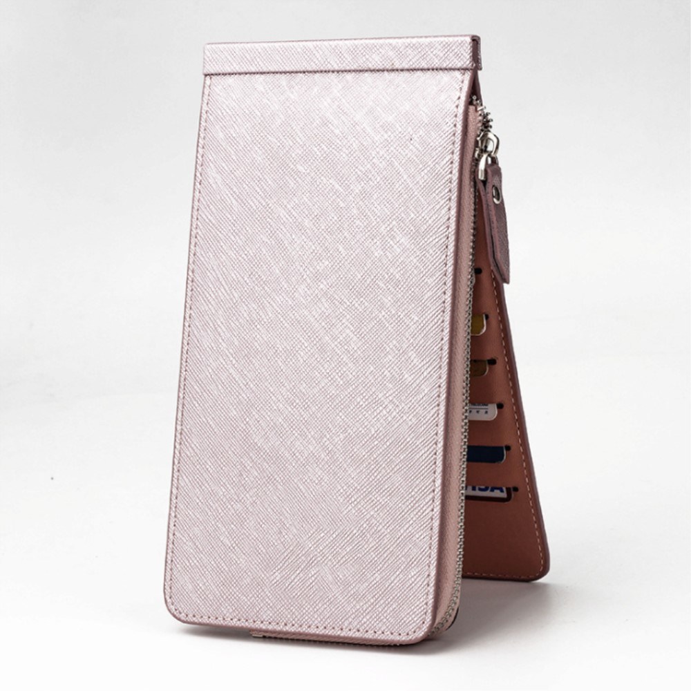 Zipper Champagne Phone Case PU Leather Credit Card Holder Wallet