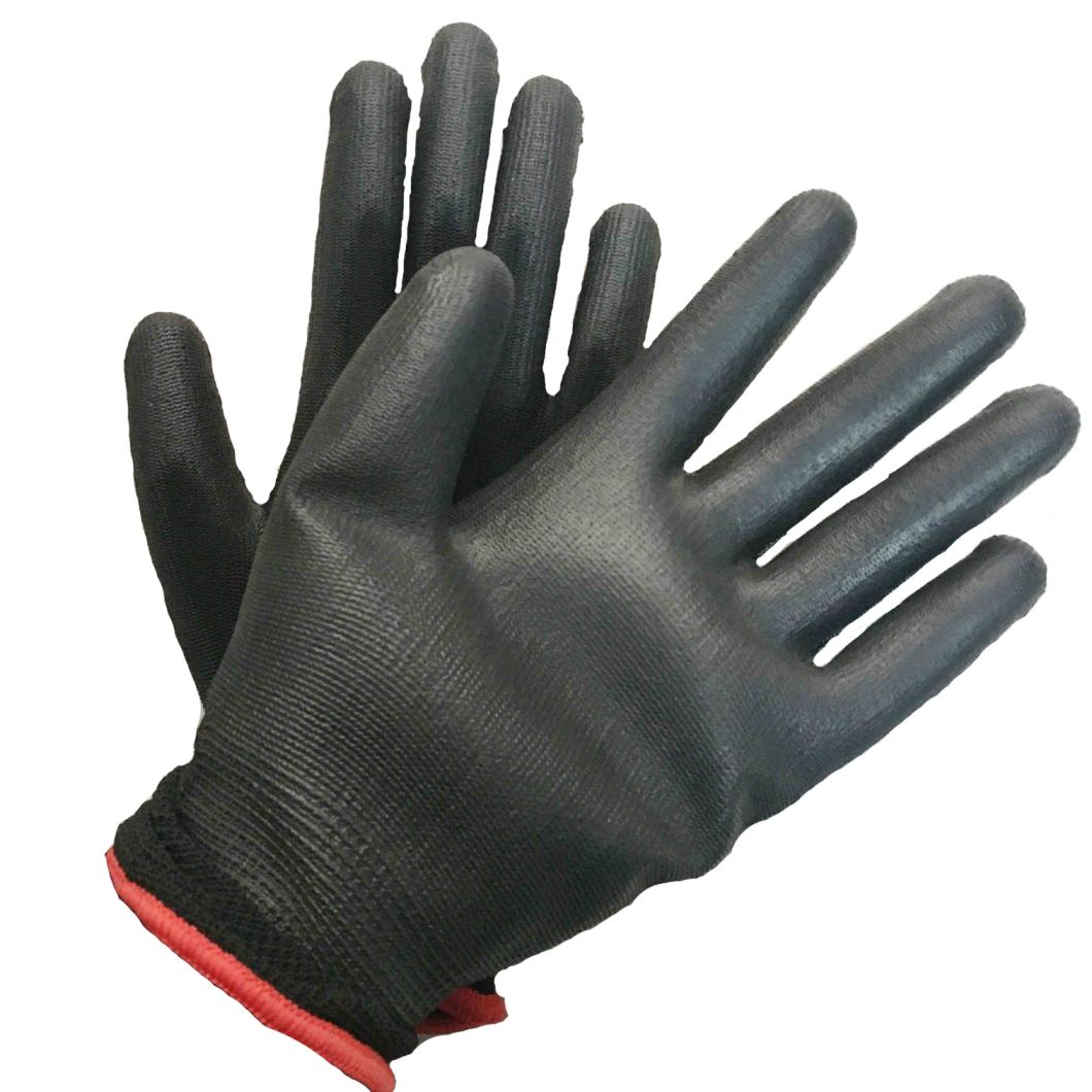 Black Color Safety PU Coated Working Gloves