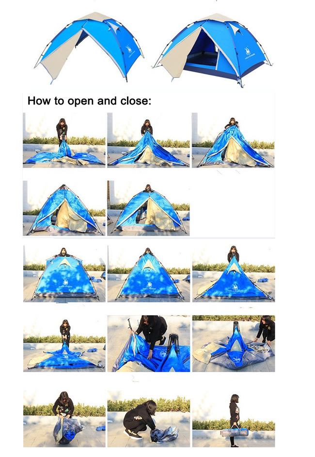 Outdoor Hydraulic Auto Camping Beach Tent for 2-4 Persons