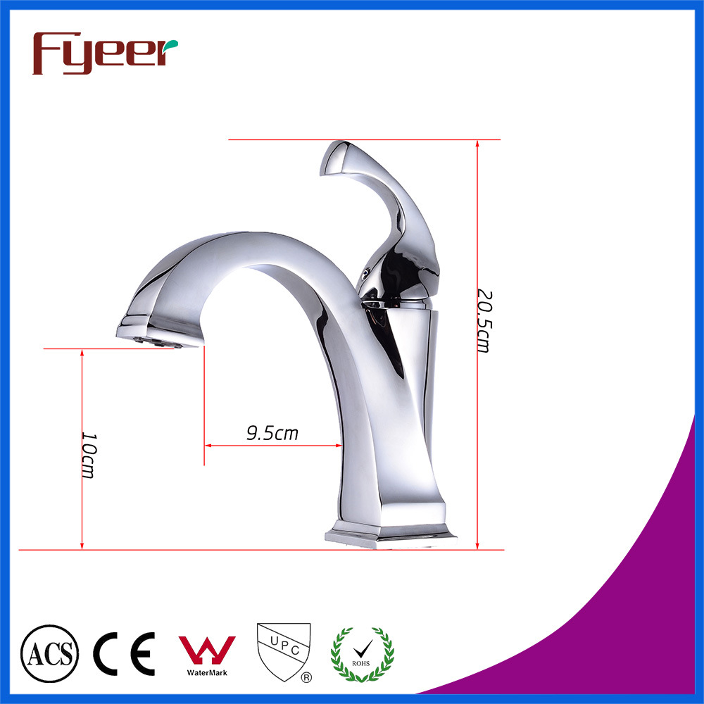 Fyeer New Design Niedrig Body Chrome Plated Crooked Quadrate Spout Single Handle Faucet Water Mixer Tap