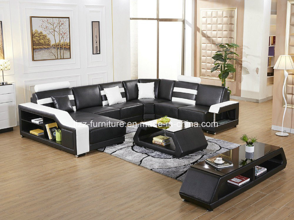 Nordic Style Modern U Shape Leather Couch for Living Room