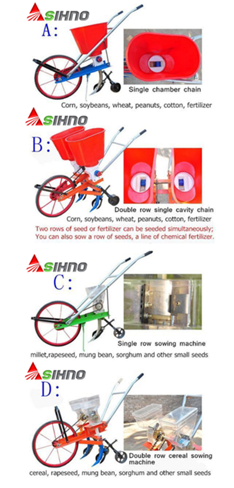 2018 Hot Single Row / Double Row Seeding and Fertilizing Machine