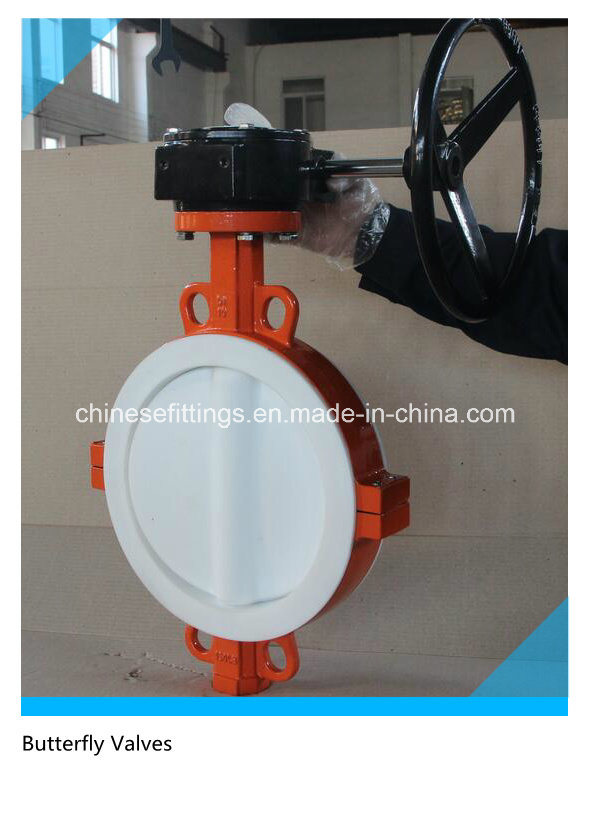 Cast Iron Body PTFE Lined Disc Wafer Butterfly Valves