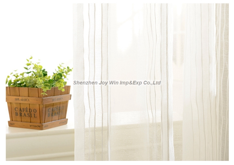 Classic Linen White Stripe Window Screening for Bedroom