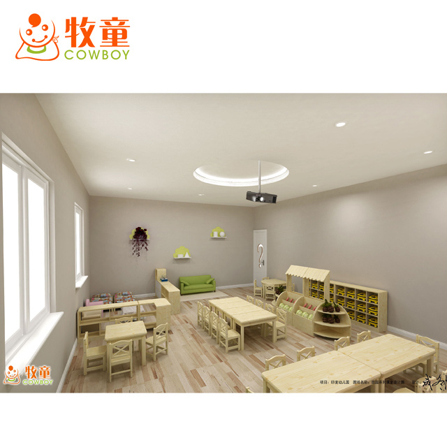 2018 Cowboy Kindergarten Preschool Daycare Wooden Tables and Chairs