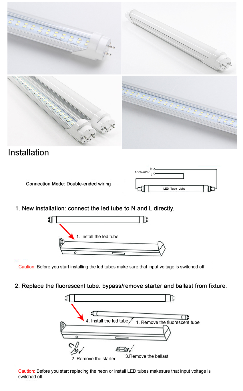 LED Tube Lamp T8 Double Row LED Tube Light Reliable Quality, Energy-Saving Lamps Replacement LED Light
