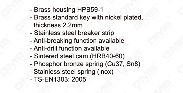 En 1303 High Security Mortise Euro Profile Standard Door Lock Cylinder/ Door Lock/ Brass Cylinder (GMB-CY-34)