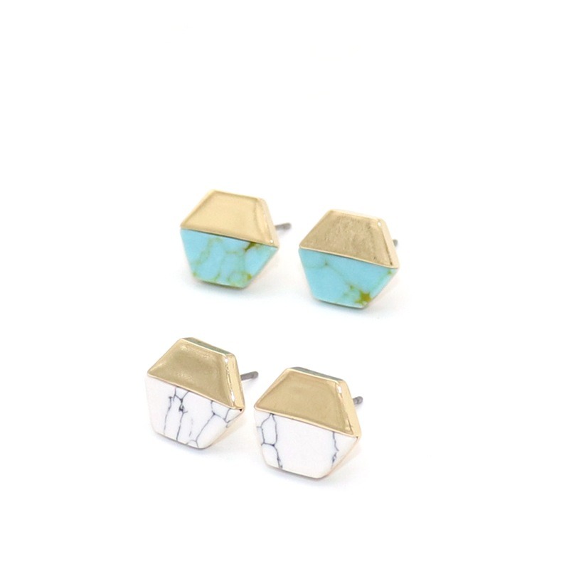 New Creative Tiny White Turquoise Stud Earrings for Women