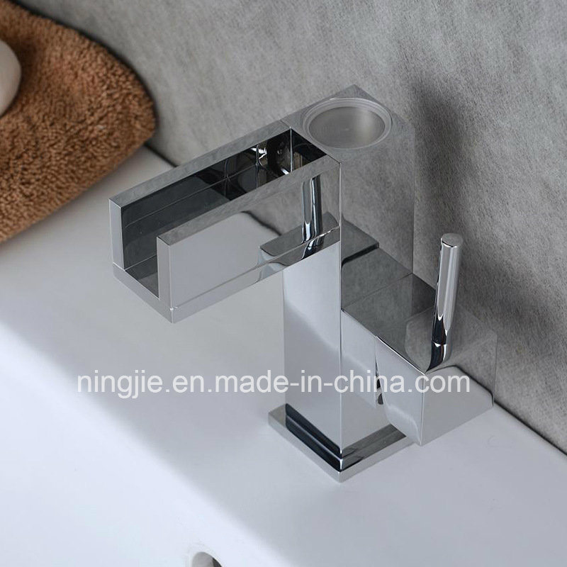 Waterfall Single Level Handle LED Basin Faucet with LED