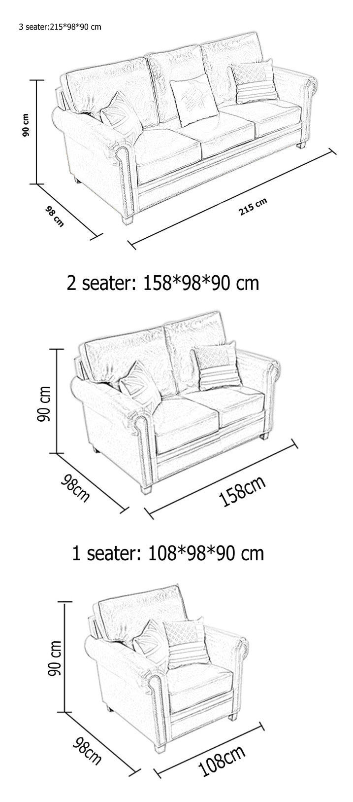 1+2+3 America Leather Sofa for Home Furniture (8001)
