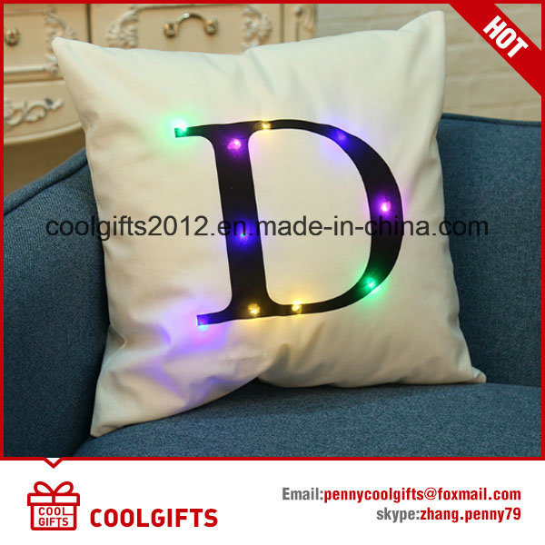 Hot Selling House Decorative Letters Print LED Light Throw Pillow Cushion