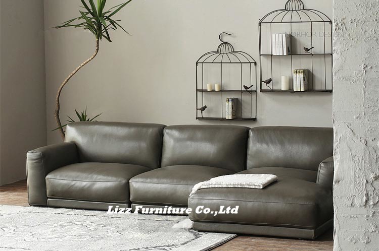 Simple Home Furniture Leather Sofa with Feather Inside (LZ-708)