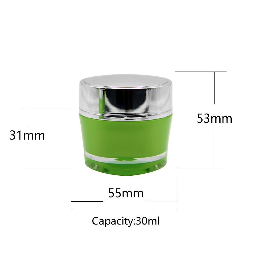 a Series Green Color Acrylic Cream Jar with Silver Cap
