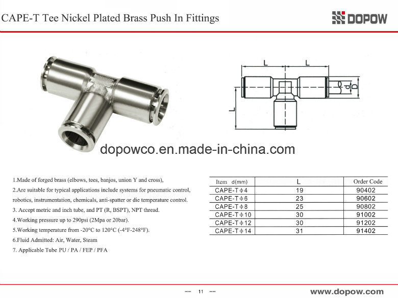 Brass Fittings Compression Fitting Male Tee Fitting Copper Fitting