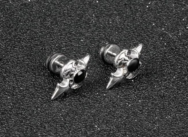 Men Stud Earrings Retro Crucifixion Domineering Punk Black King Cross Sword Titanium Steel Jewelry Christmas Gifts