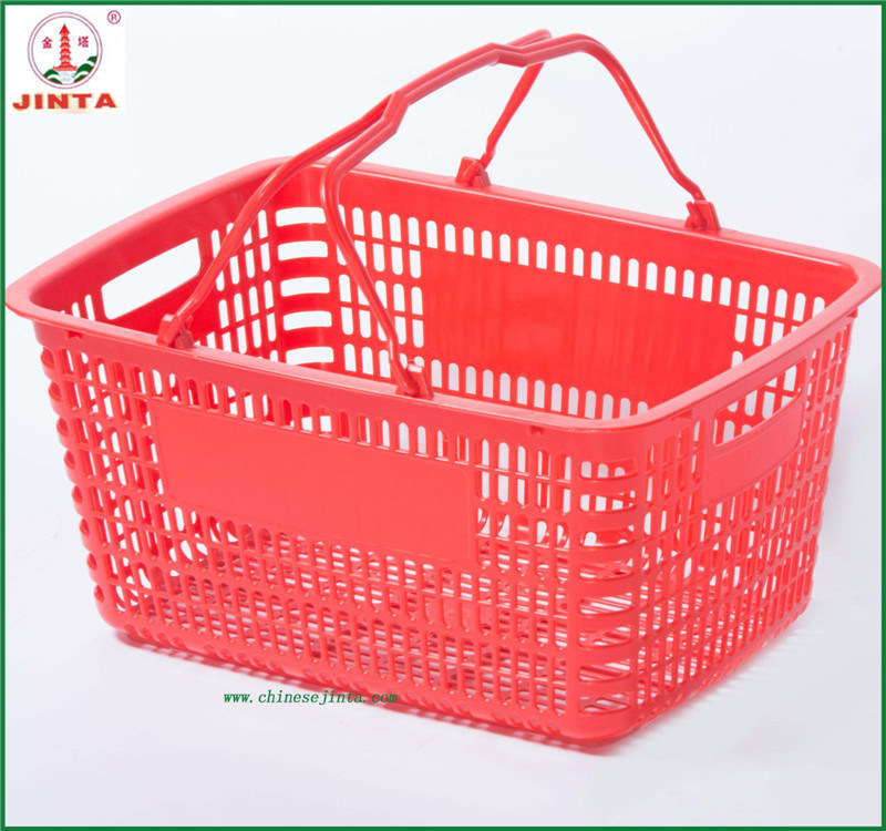 Plastic Shopping Basket with Metal Handle (JT-G07)