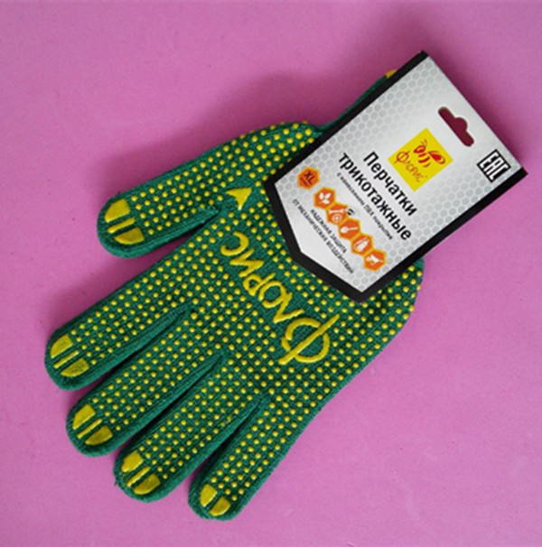 Computer Auto Knitting PVC Dotted Cotton Hand Glove for Women Cooking