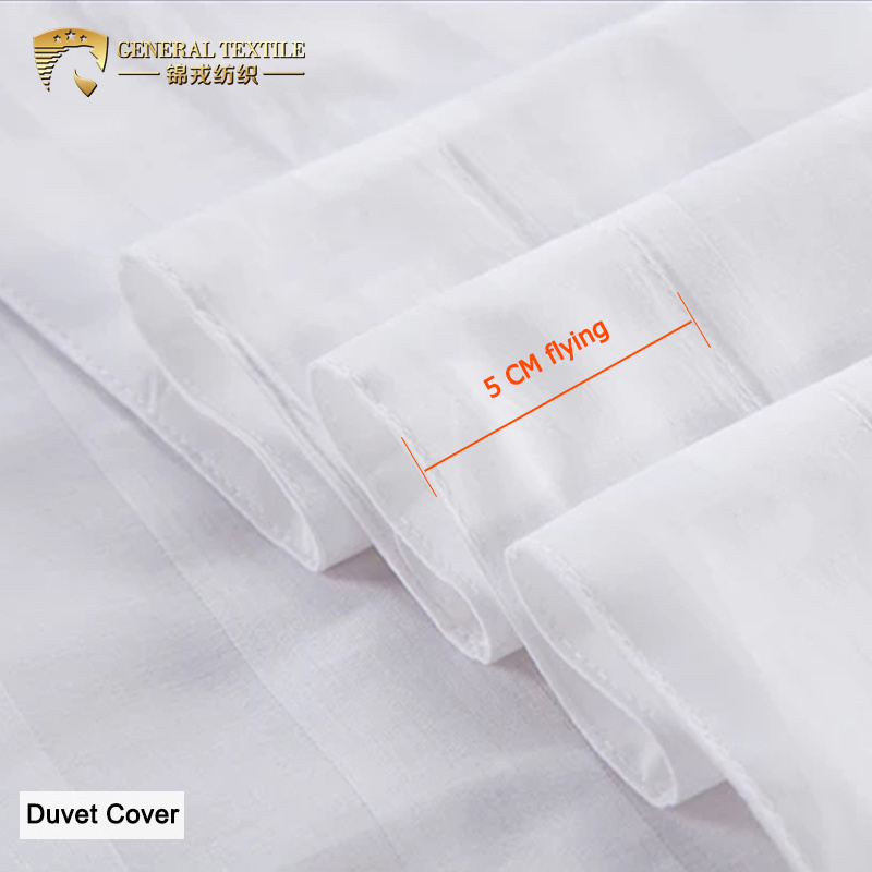 Satin Pure Cotton Stripe White Duvet Cover Bedding Set for Hospital (JRL048)