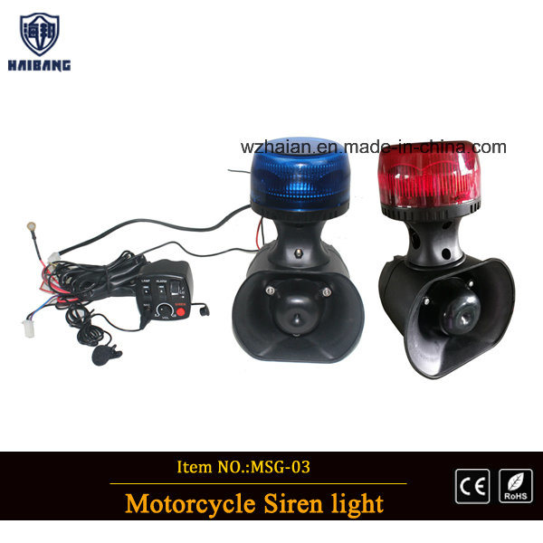 Red Blue Warning Beacon with Siren Speaker for Police Motorcycle