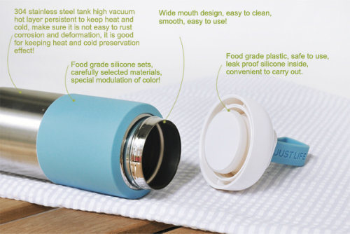 450ml SGS FDA Food Grade Stainless Steel Thermos Vacuum Flask with Silicone Sleeve for Premium Gift