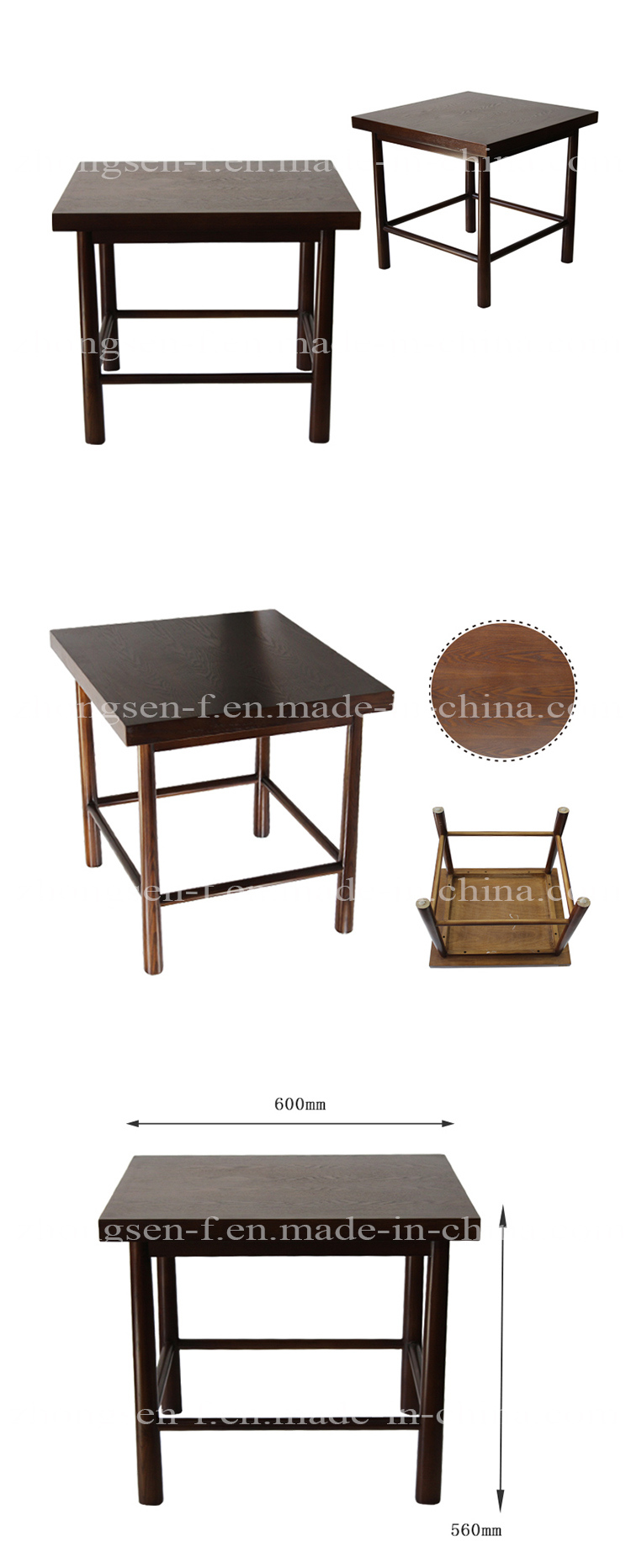 Solid Wood Furniture Square Table Dining Table Used on Restaurant