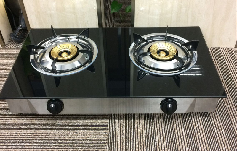 Two Burner Brass Cap Glass Top Super Ss Flame Gas Stoves (JP-GCG207S)