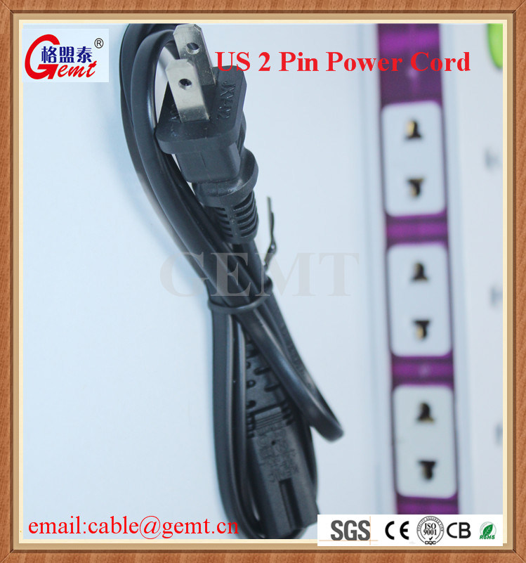 USA 2 Pin AC Power Cord Plug