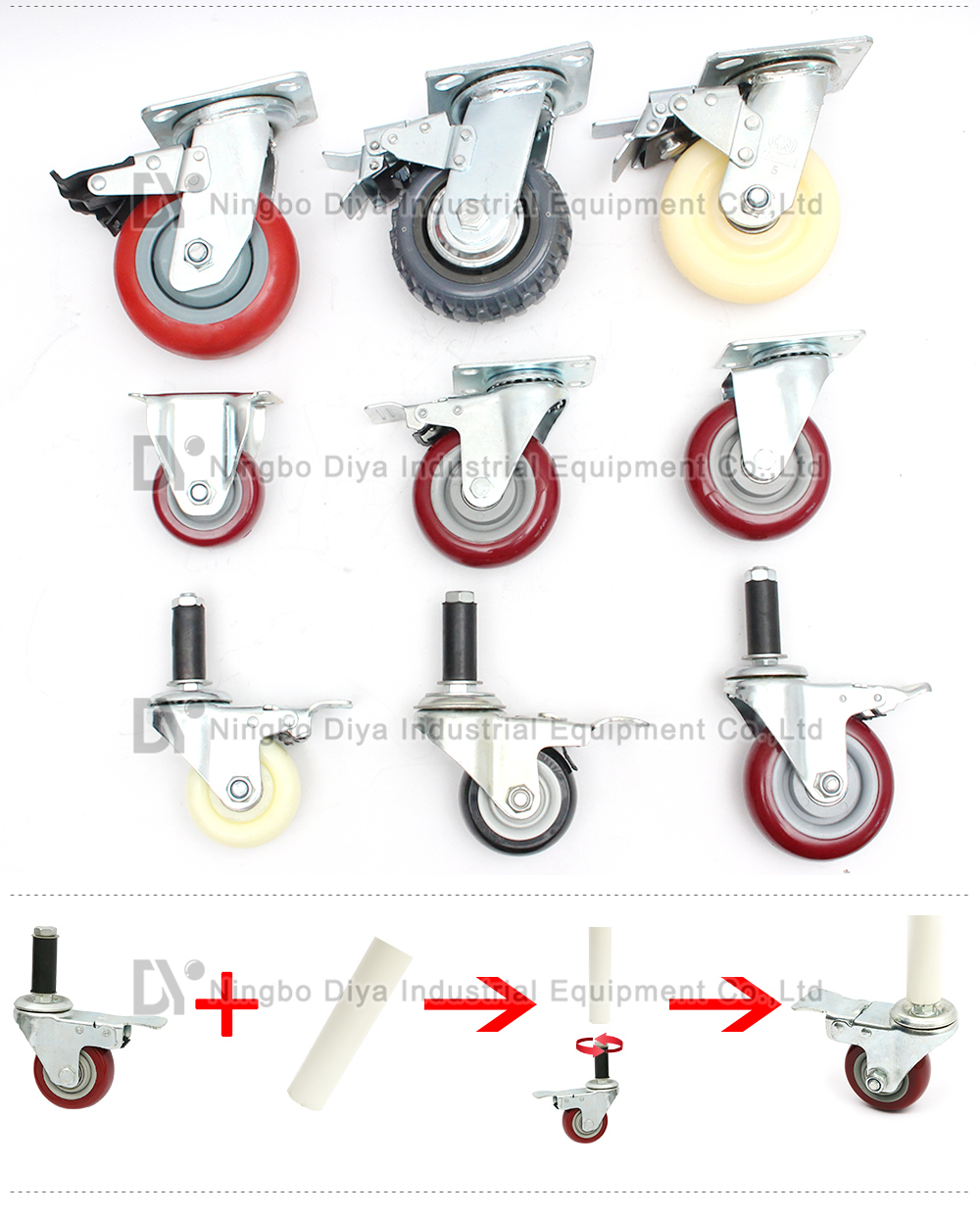 Polyurethane Caster Without Brake Wheel