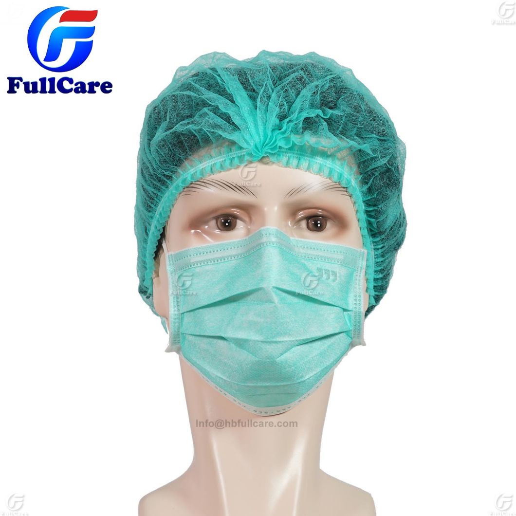 Dental/Hospital/Clinic/Nonwoven/SMS/Surgical/PP/Round/Crimped/Pleated/Strip/Medical Disposable Clip Mob Cap, PE Bouffant, Nurse, Shower Bathing Hotel Doctor Cap