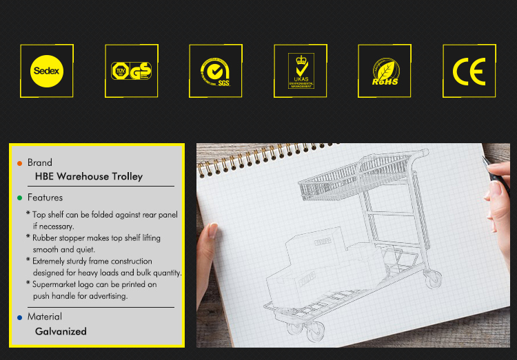 Warehouse Goods Transport Trolley Four Wheels Flat Trolley