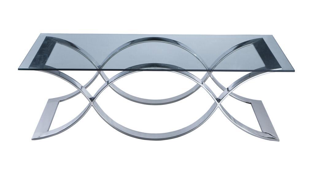 Stainless Steel Coffee Table, Glass Top Coffee Table T-42