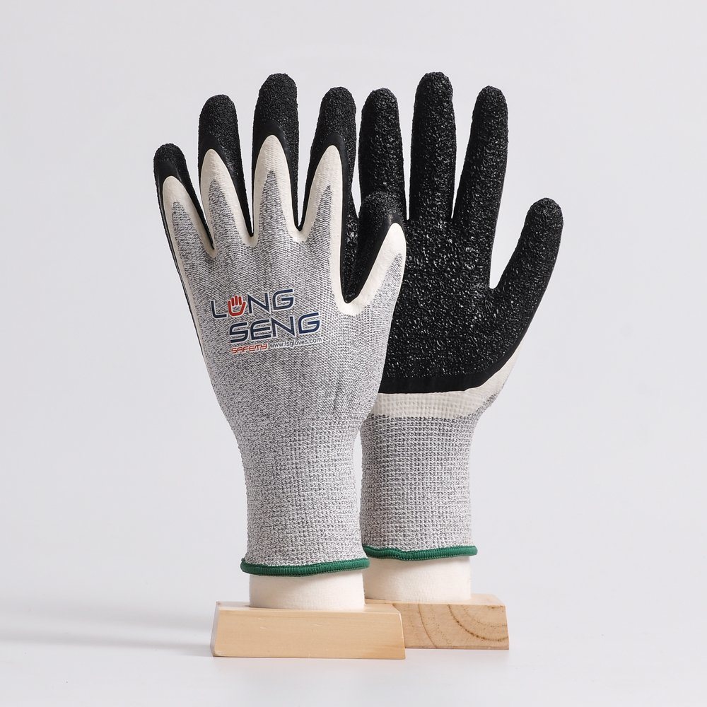 Factory! Level 3/5 Hppe Fiberglass Liner Sandy/ Foam Crinkle Nitrile Latex PU Rubber Coated Cut Resistant Cut-Proof Anti Cut Hand Protective Work Safety Gloves