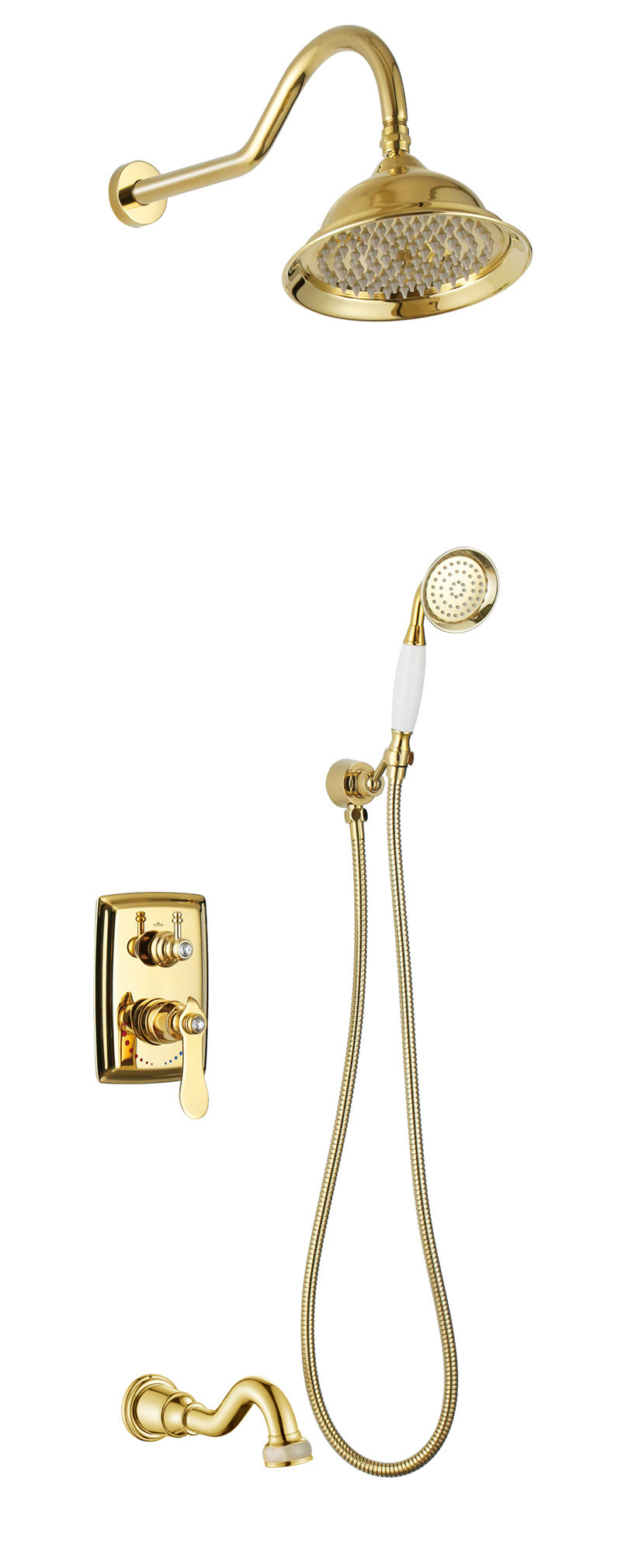 Wall Mounted Antique Brass Concealed Shower Set (zf-W45)