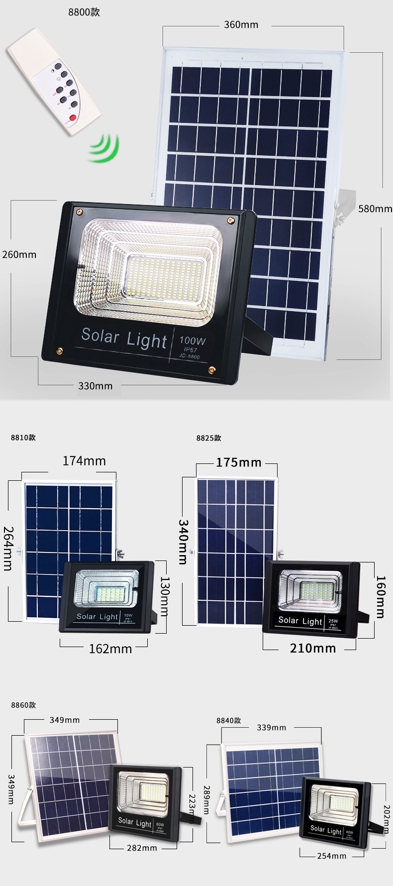 Hot Sale Solar LED Outdoor Flood Light 100W Energy Saving Product Solar Light