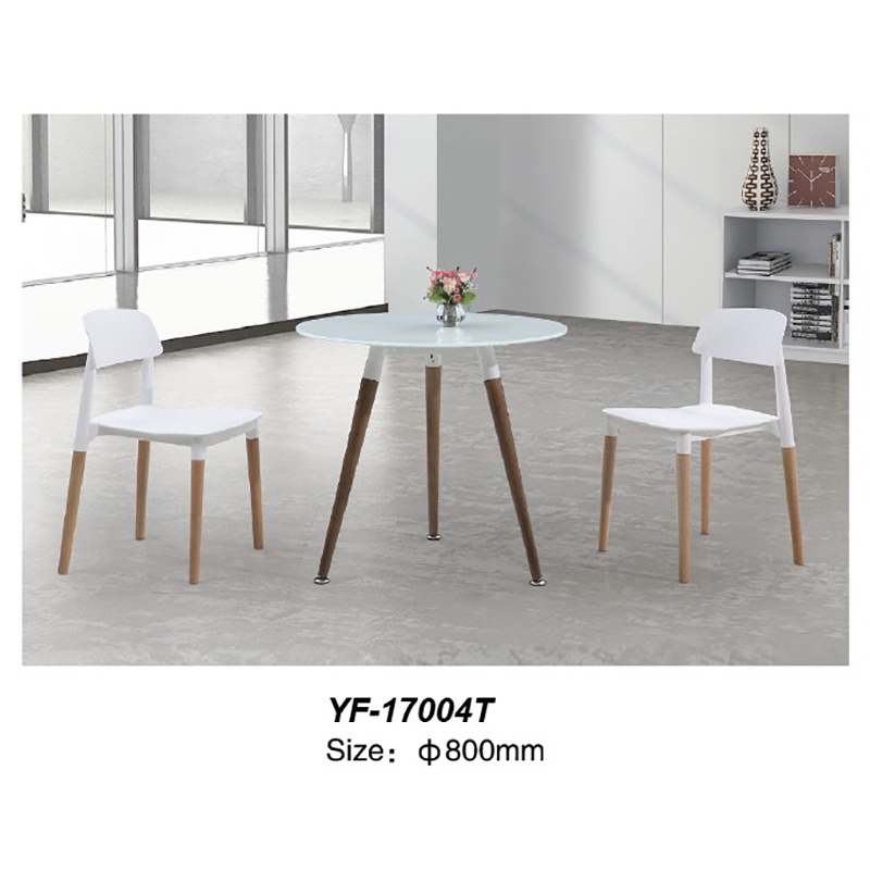 New Design Tempered Glass Coffee Tea Table with Solid Wood (YF-T17004)
