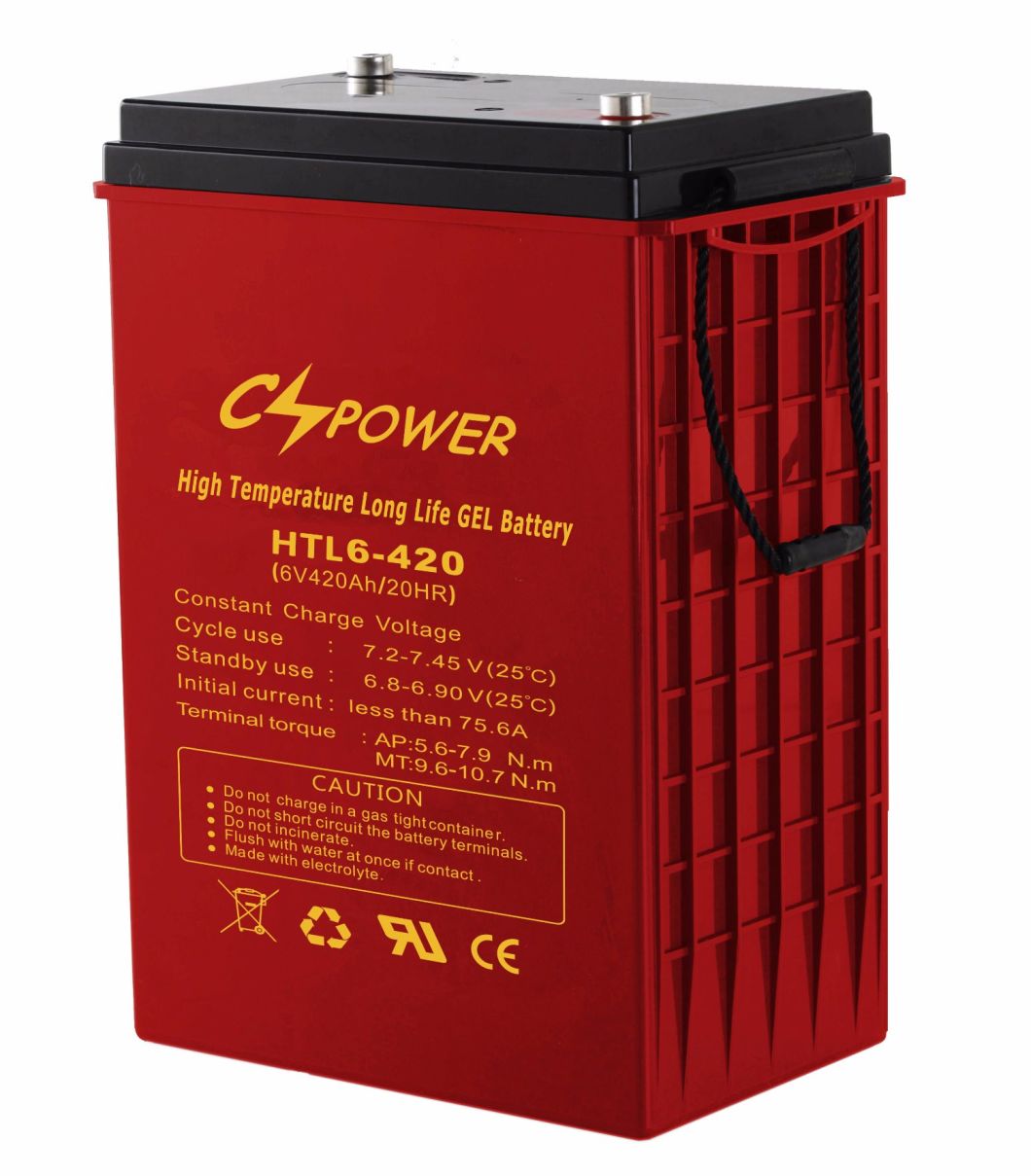 6V420ah High Temperature Deep Cycle Gel Battery for Solar/Golf Cart/Sweeper/Pump