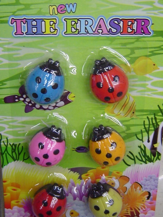 Novelty Pencil Hot Selling Eraser with Butterfly, Giraffe, and Lady Bug Set Designs Cute Designs