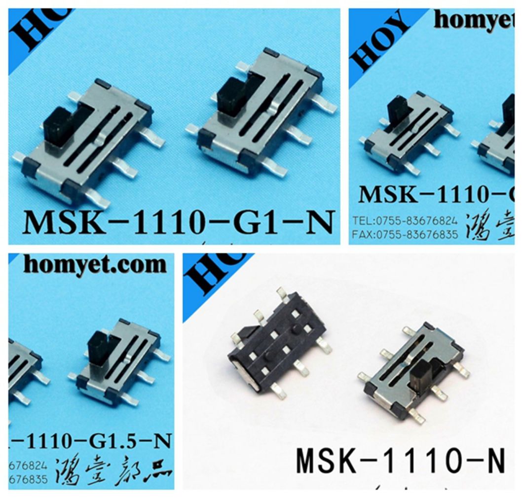 Vertical Type 6pin SMD Slide Switch for Digital Products (MSK-1110-G15-N)