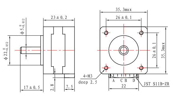 Ce Hybrid NEMA 14 Stepper Motor for Sewing Machine (35SHD0406-17)