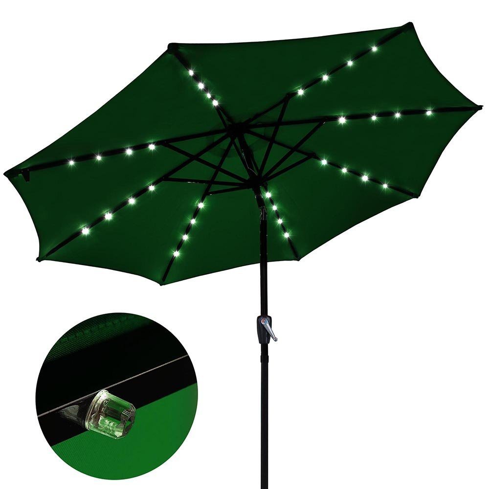 2.7m /9FT Round LED Garden Patio U Outdoor Umbrella with Solar LED Umbrella