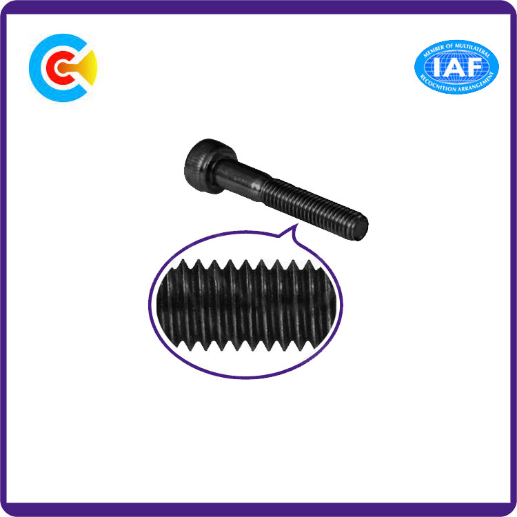 Black Zinc Carbon Steel M12 Hexagon Knurled Cheese/Cylindrical Head Screw