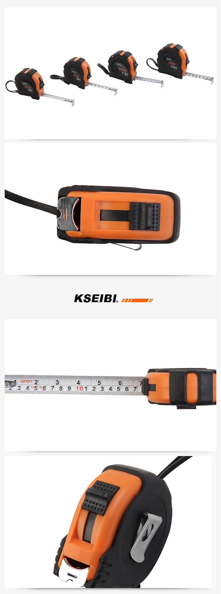 Kseibi Heavy Duty 3m/5m/7.5m Automatic Steel Measuring Tape for Tape Measuring