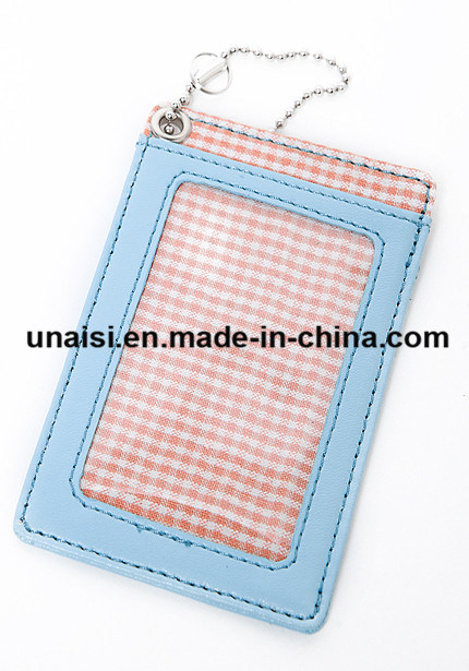 PU ID Name Credit Card Holder with Clear ID Window