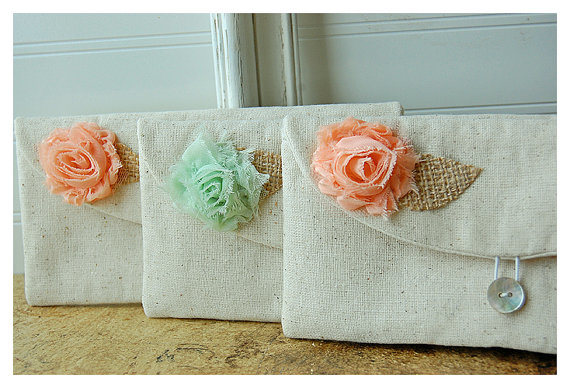 Wedding Bridesmaid Gifts Purse Clutch Burlap Makeup Bags