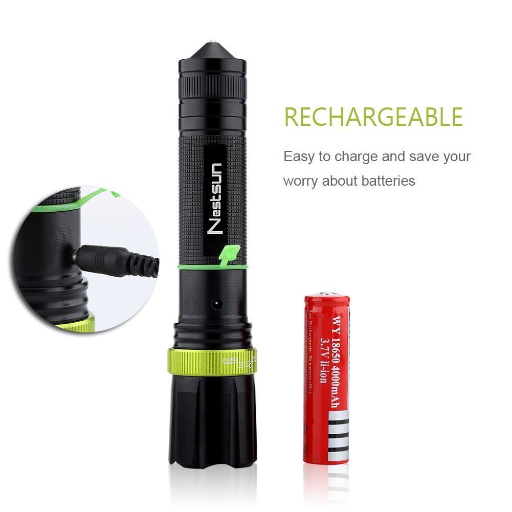 Multifunction Rechargeable Focus Adjustable LED Torch with Knife Glass Breaker Hammer Zoomable Tactical Flashlight