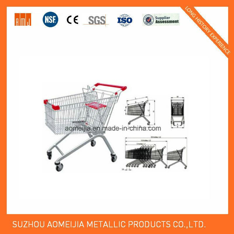 BSCI Ce ISO Approved Euro Supermarket Steel Shopping Trolley