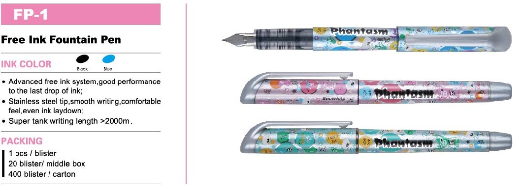 Customized Logo Disposable Fountain Pen Fp1 for Promotional Gift