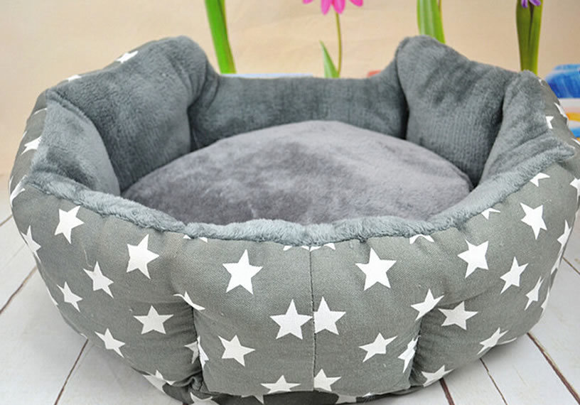 Grey Cotton Pet Bed for Dog, Puppy or Cat