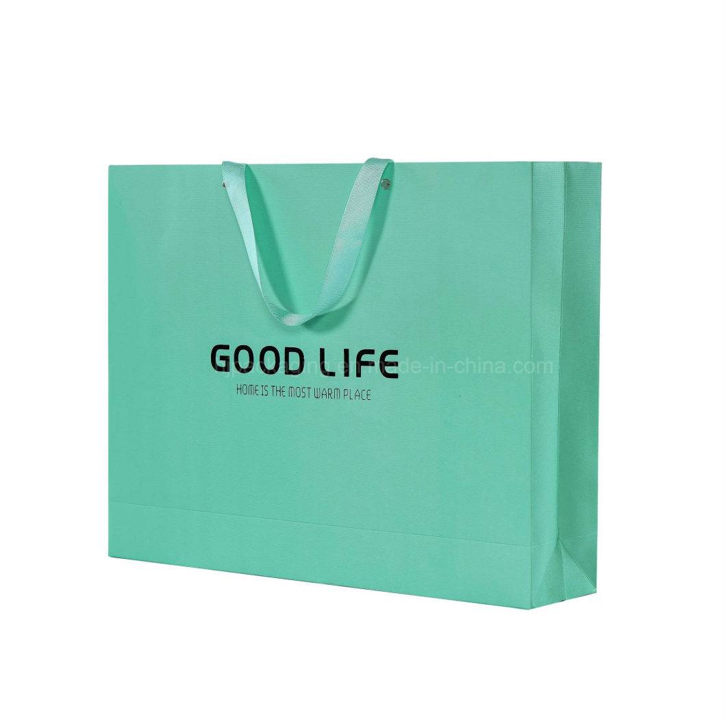 Offset Printing Paper Hand Bag with Silk Ribbon for Shopping