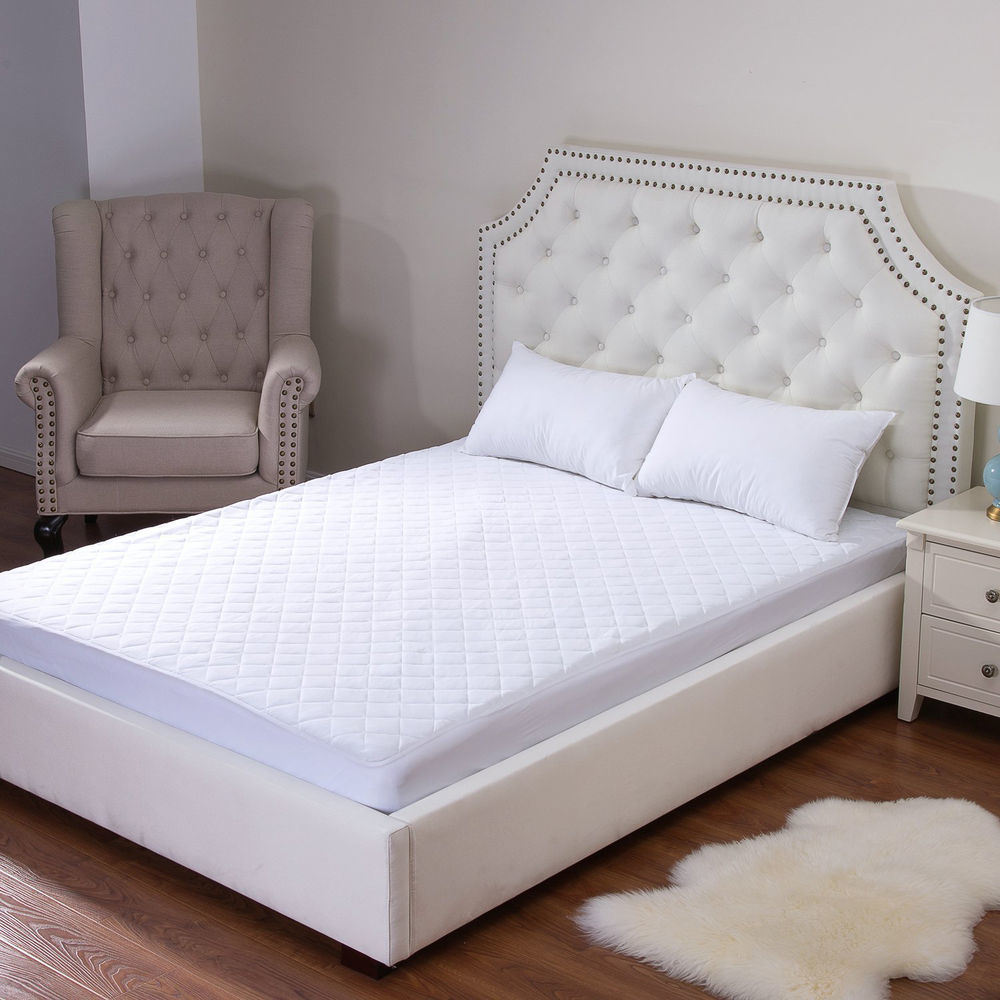 Hot Sale White Color 100% Cotton Quilted Fitted Mattress Protector (JRD604)